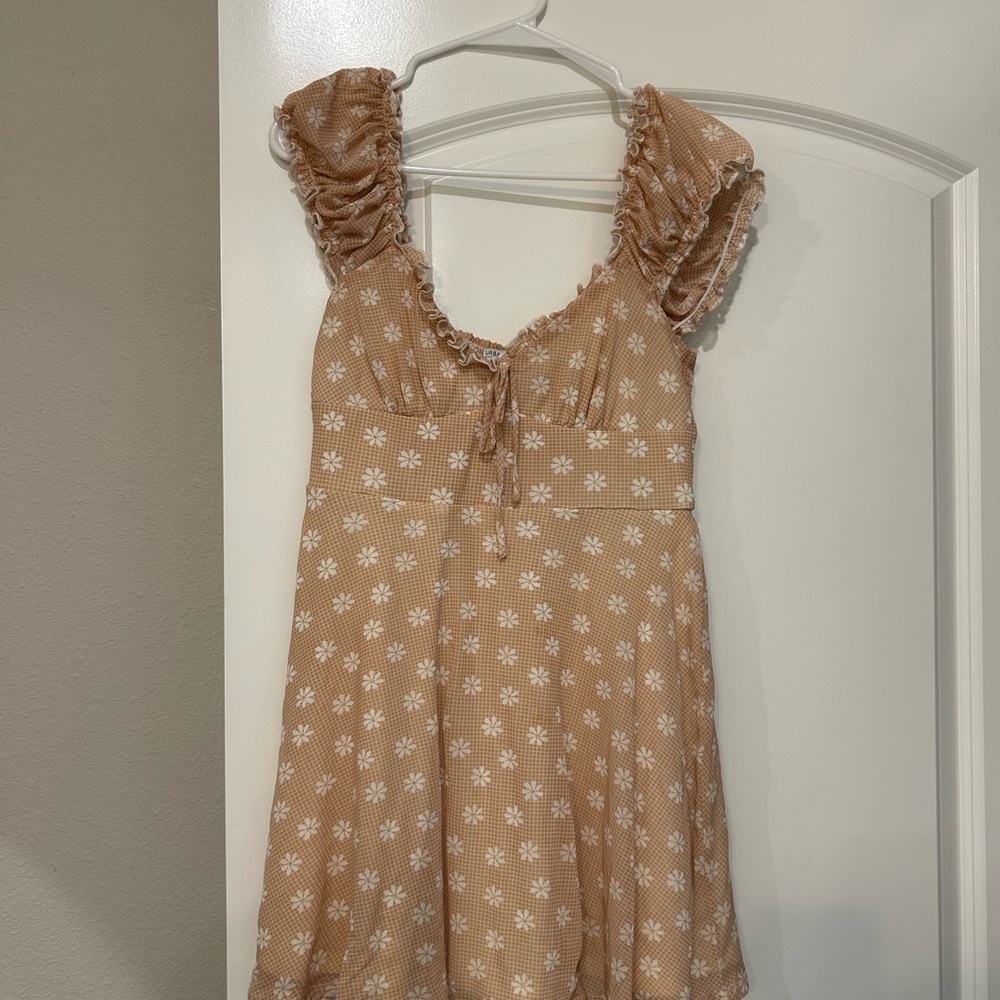 Urban Outfitters Tan Floral Mini Dress